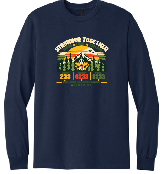 Troop 6233 & 233 & Pack 3233 "Brighter Tomorrows" Design L/S T-shirt (navy)(adult)
