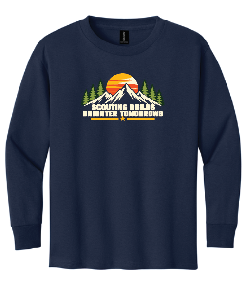 Troop 6233 & 233 & Pack 3233 "Brighter Tomorrows" Design L/S T-shirt (navy)(youth)