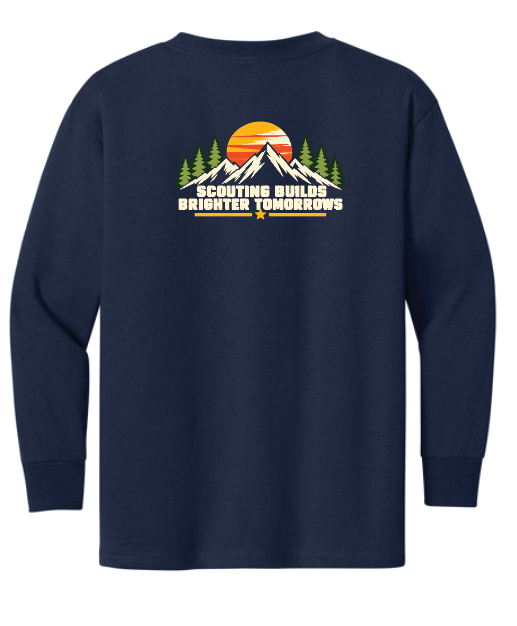 Troop 6233 & 233 & Pack 3233 "Brighter Tomorrows" Design L/S T-shirt (navy)(youth)